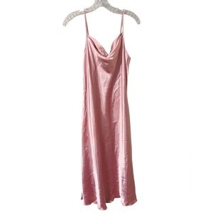 Bebe Powder Pink Cowl Neck Satin Slip Dress Sz S EUC Lingerie Inspired Wedding